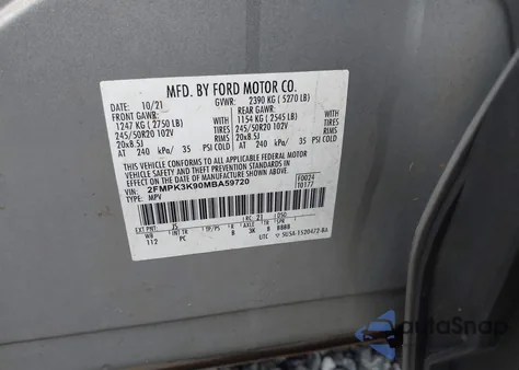 2021 Ford Edge Titanium from USA, damaged, VIN 2FMPK3K90MBA59720